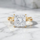 IGI Certified 5 Carat Princess Cut Lab Grown Diamond Huge Engagement Ring with Braided Band Lab - ( E-VS1 ) - Rosec Jewels