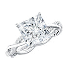 Rosec Jewels-IGI Certified 3 Carat Princess Cut Lab Grown Diamond Hidden Halo Engagement Ring with Infinity Band