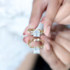IGI Certified 3 Carat Princess Cut Lab Grown Diamond Hidden Halo Engagement Ring with Infinity Band Lab - ( E-VS1 ) - Rosec Jewels