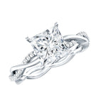 Rosec Jewels-IGI Certified 2 Carat Princess Cut Lab Diamond Braided Engagement Ring with Hidden Halo