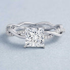 IGI Certified 2 Carat Princess Cut Lab Diamond Braided Engagement Ring with Hidden Halo Lab - ( E-VS1 ) - Rosec Jewels