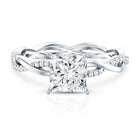 Rosec Jewels-IGI Certified 2 Carat Princess Cut Lab Diamond Braided Engagement Ring with Hidden Halo