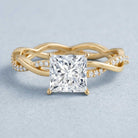 IGI Certified 2 Carat Princess Cut Lab Diamond Braided Engagement Ring with Hidden Halo Lab - ( E-VS1 ) - Rosec Jewels