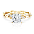 Rosec Jewels-IGI Certified 2 Carat Princess Cut Lab Diamond Braided Engagement Ring with Hidden Halo