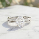 IGI Certified 1 Carat Lab Grown Diamond Engagement Ring with Wedding Band Set Lab - ( E-VS1 ) - Rosec Jewels