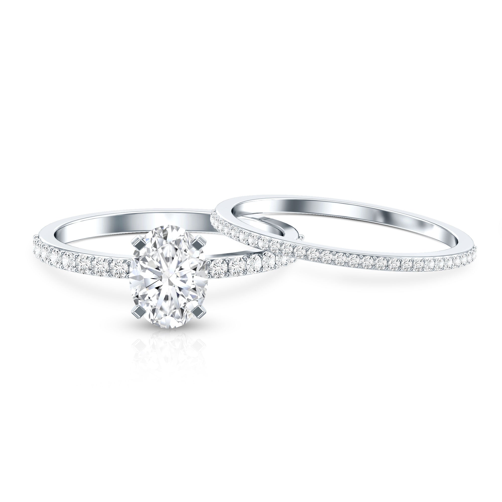 Rosec Jewels-IGI Certified 1 Carat Lab Grown Diamond Engagement Ring with Wedding Band Set