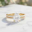 IGI Certified 1 Carat Lab Grown Diamond Engagement Ring with Wedding Band Set Lab - ( E-VS1 ) - Rosec Jewels