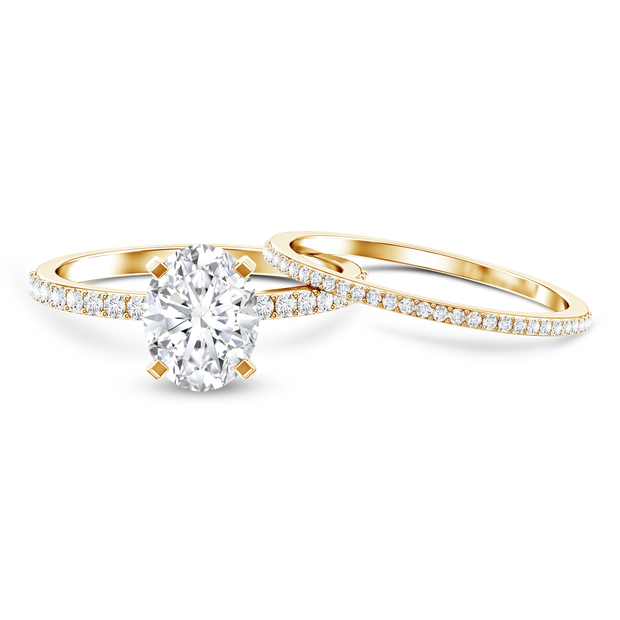 Rosec Jewels-IGI Certified 2 Carat Lab Grown Diamond Oval Wedding Ring Set