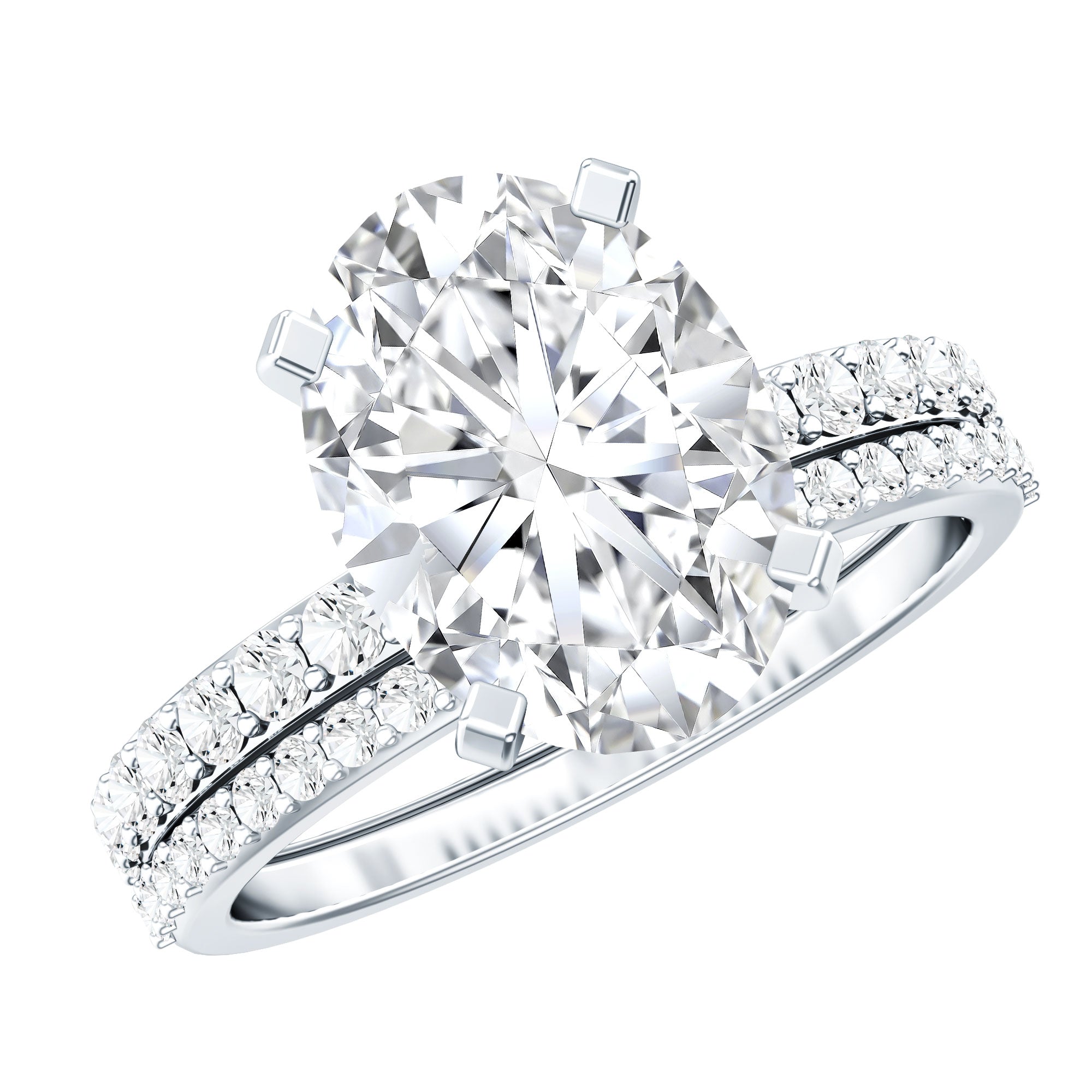 Rosec Jewels-3 Carat Oval Shaped Lab Grown Diamond Bridal Ring Set with IGI Certificate