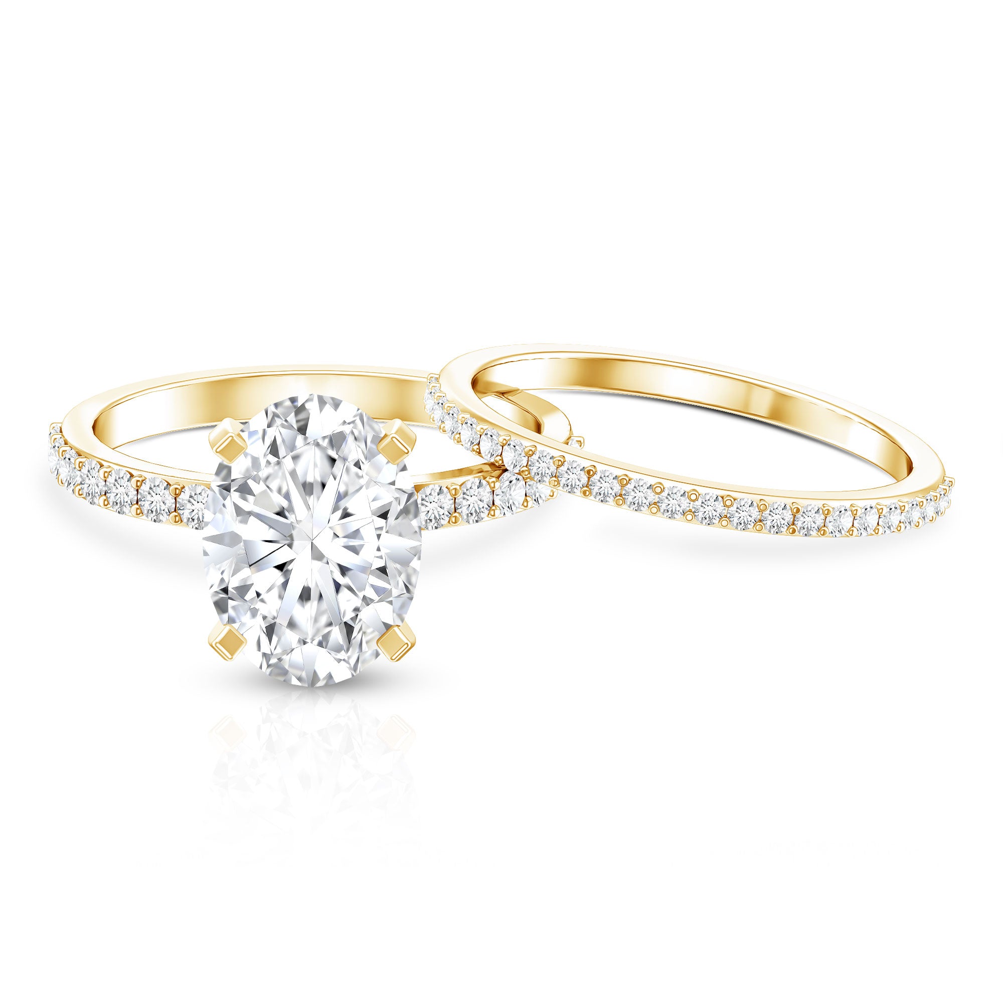 Rosec Jewels-3 Carat Oval Shaped Lab Grown Diamond Bridal Ring Set with IGI Certificate