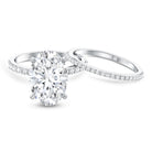 Rosec Jewels-4 Carat Huge Oval Lab Grown Diamond Solitaire Bridal Ring Set with IGI Certificate