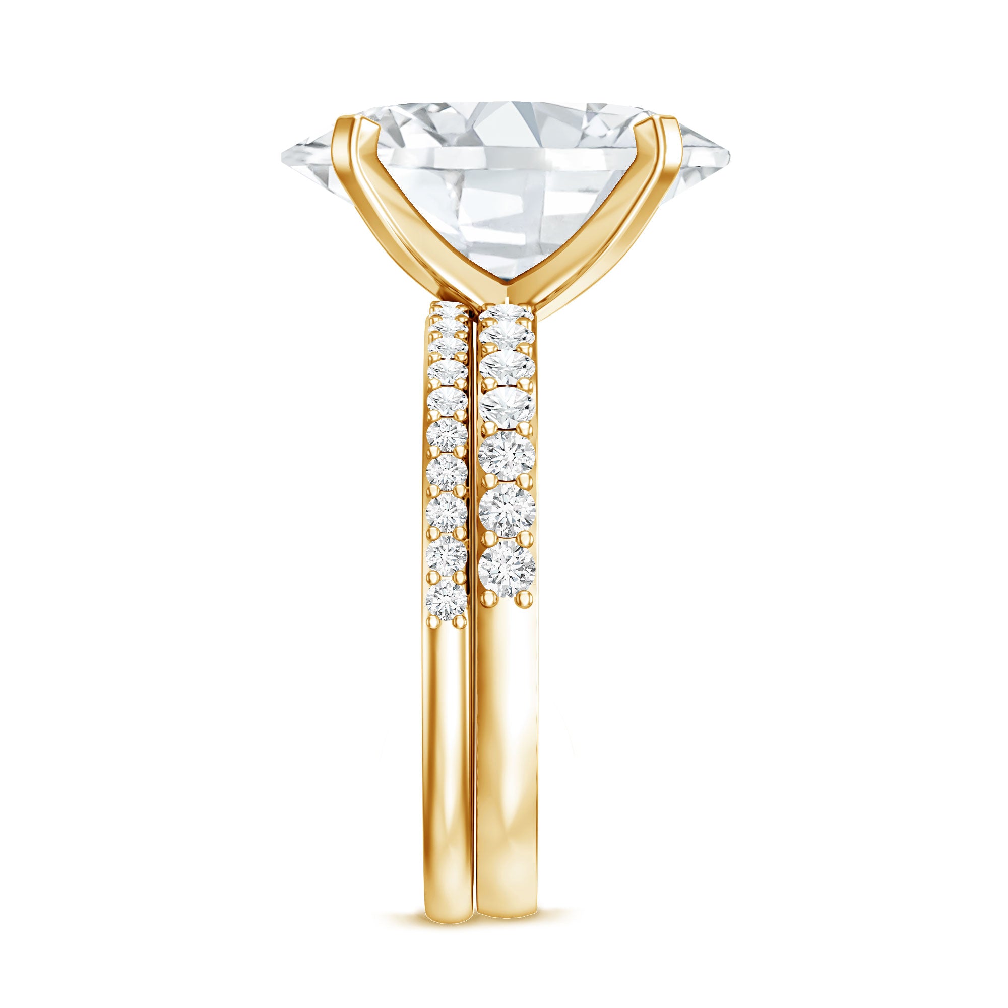 Rosec Jewels-4 Carat Huge Oval Lab Grown Diamond Solitaire Bridal Ring Set with IGI Certificate