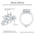Rosec Jewels-Solitaire 5 Carat Lab Grown Diamond Princess Cut Engagement Ring IGI Certified