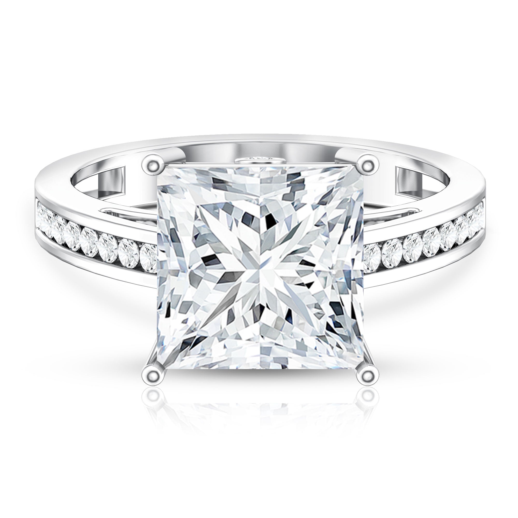 Rosec Jewels-Solitaire 5 Carat Lab Grown Diamond Princess Cut Engagement Ring IGI Certified