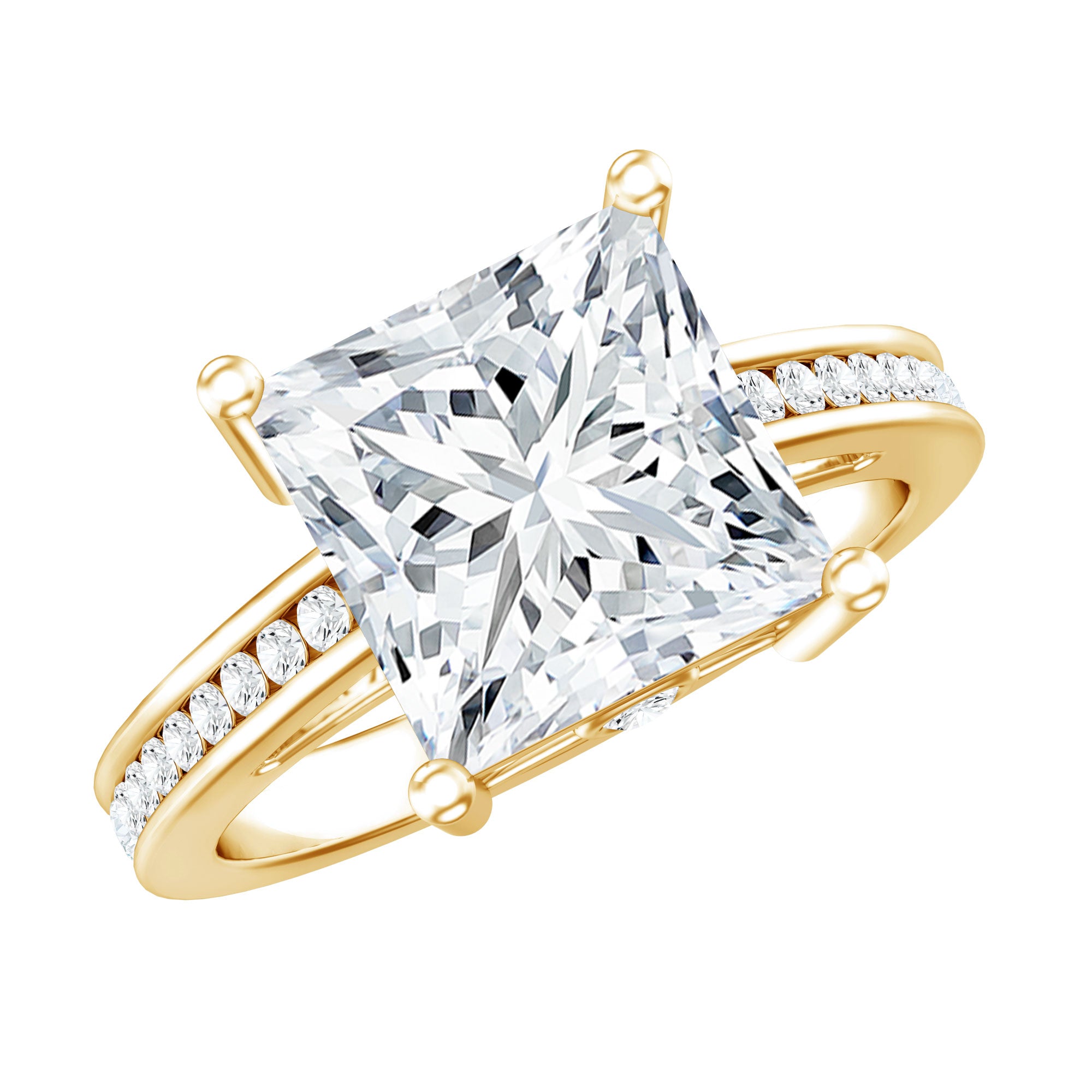 IGI Certified Lab Grown Diamond 3 Carat Engagement Ring with Side Stones Lab - ( E-VS1 ) - Rosec Jewels