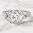 IGI Certified Princess Cut Lab Grown Diamond 4 Carat Engagement Ring in Split Shank Lab - ( E-VS1 ) - Rosec Jewels