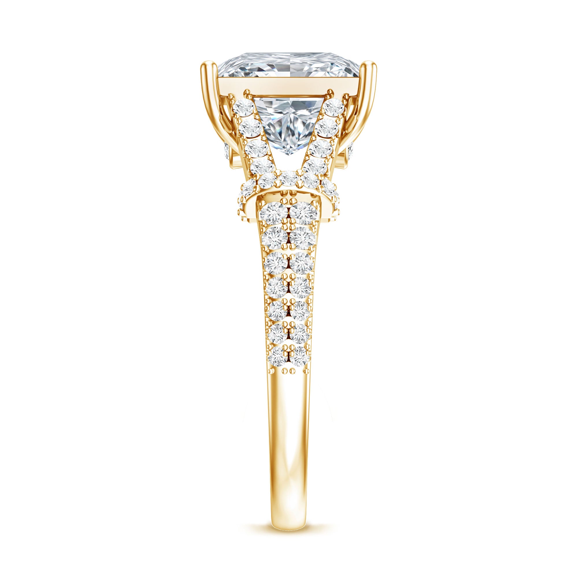 Rosec Jewels-IGI Certified Princess Cut Lab Grown Diamond 4 Carat Engagement Ring in Split Shank
