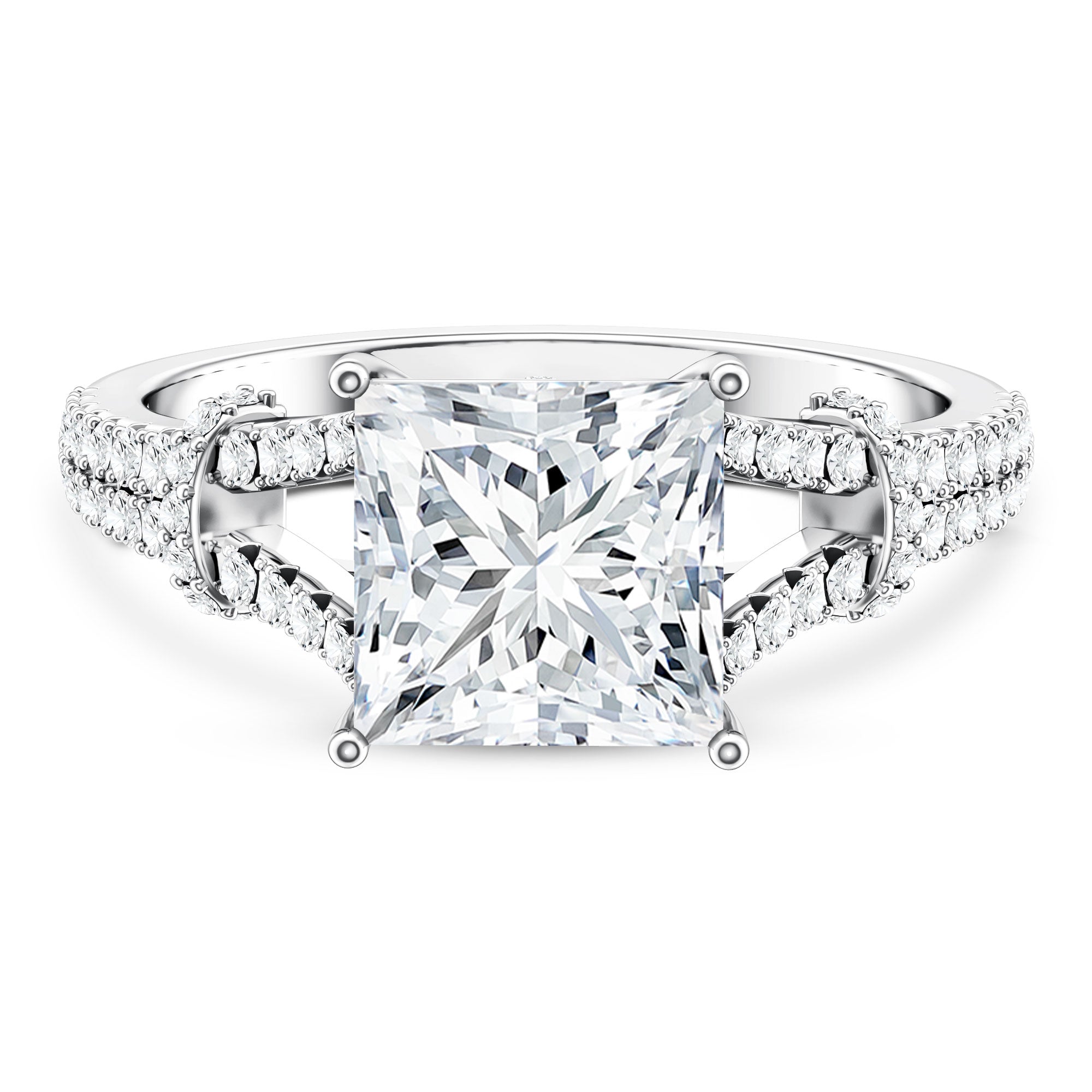 Rosec Jewels-IGI Certified Big 5 Carat Lab Grown Diamond Princess Cut Engagement Ring with Split Shank