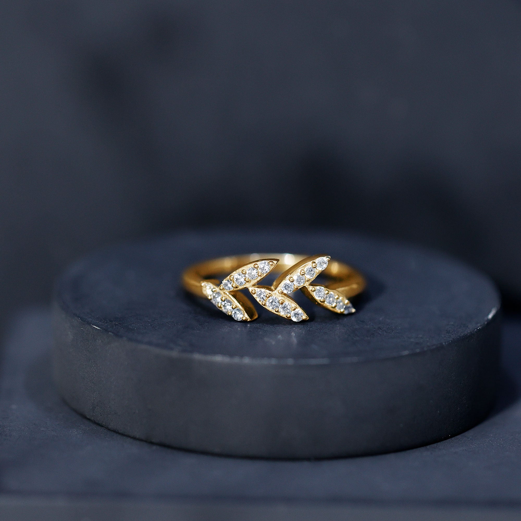 Rosec Jewels-Nature Inspired Lab Grown Diamond Olive Leaf Branch Ring