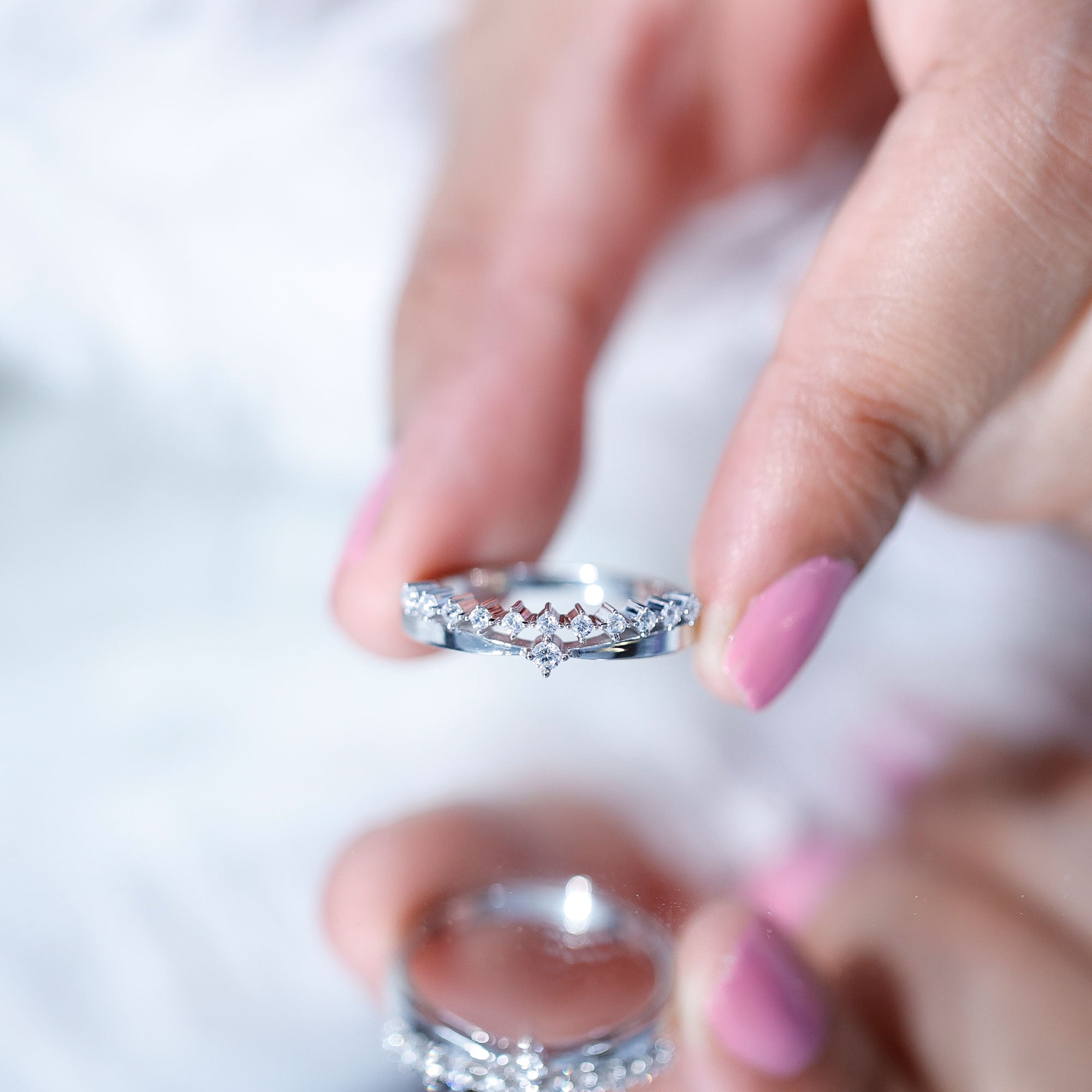 Rosec Jewels-Stackable Round Cut Lab Grown Diamond Anniversary Ring