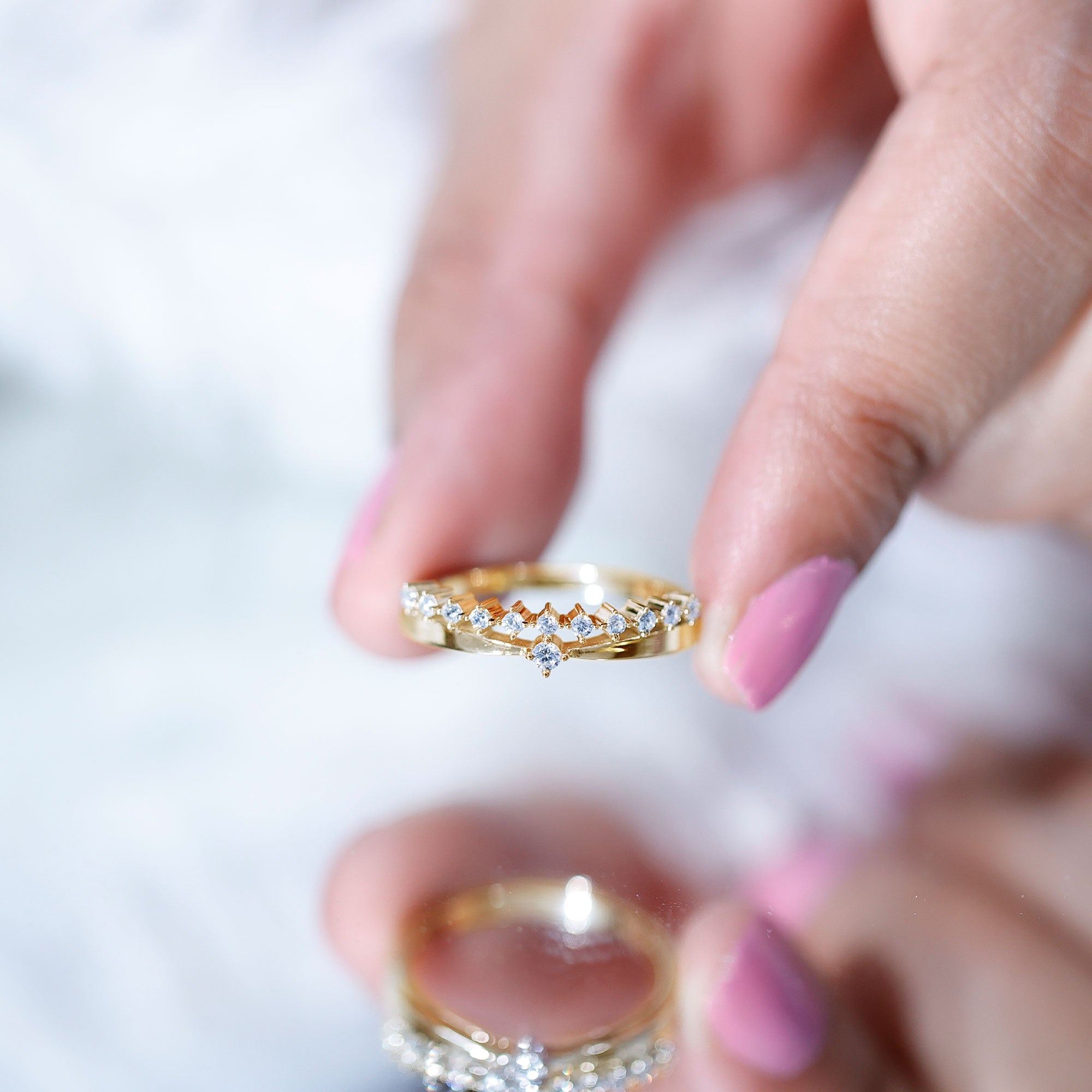 Rosec Jewels-Stackable Round Cut Lab Grown Diamond Anniversary Ring