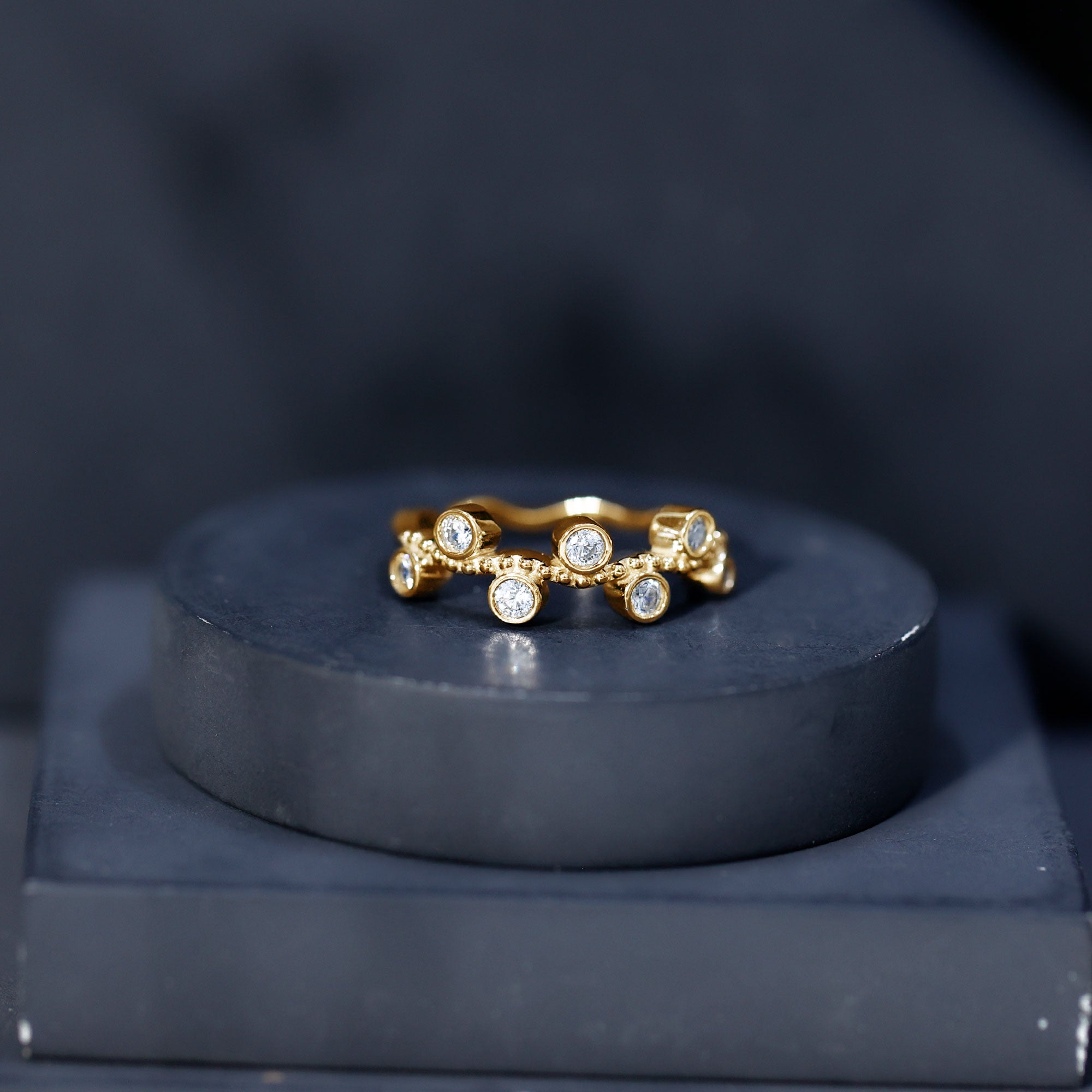 Rosec Jewels-Bezel Set Lab Grown Diamond Curved Wedding Band