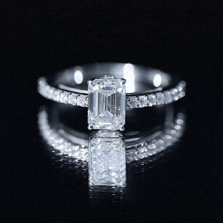 IGI Certified Emerald Cut Lab Grown Diamond Engagement Ring 2 Carat Lab - ( E-VS1 ) - Rosec Jewels