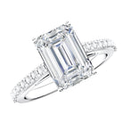Rosec Jewels-Emerald Cut Lab Grown Diamond Hidden Halo Engagement Ring 3 Carat IGI Certified