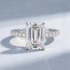 Emerald Cut Lab Grown Diamond Hidden Halo Engagement Ring 3 Carat IGI Certified Lab - ( E-VS1 ) - Rosec Jewels