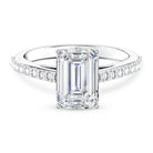 Rosec Jewels-Emerald Cut Lab Grown Diamond Hidden Halo Engagement Ring 3 Carat IGI Certified