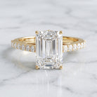 Emerald Cut Lab Grown Diamond Hidden Halo Engagement Ring 3 Carat IGI Certified Lab - ( E-VS1 ) - Rosec Jewels