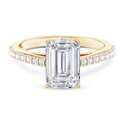 Rosec Jewels-Emerald Cut Lab Grown Diamond Hidden Halo Engagement Ring 3 Carat IGI Certified