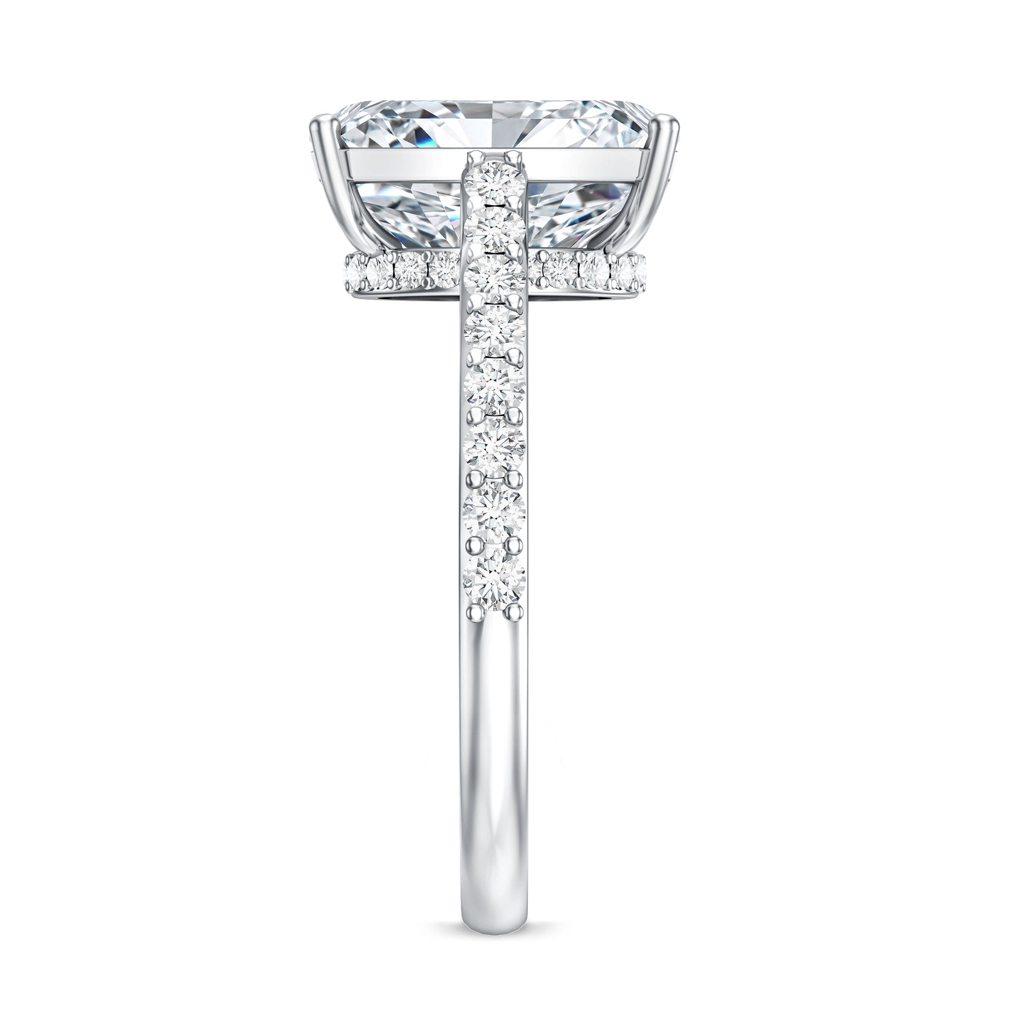 Rosec Jewels-IGI Certified 4 Carat Emerald Cut Lab Grown Diamond Engagement Ring with Hidden Halo