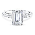 Rosec Jewels-IGI Certified 4 Carat Emerald Cut Lab Grown Diamond Engagement Ring with Hidden Halo