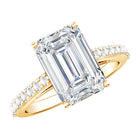Rosec Jewels-IGI Certified 4 Carat Emerald Cut Lab Grown Diamond Engagement Ring with Hidden Halo