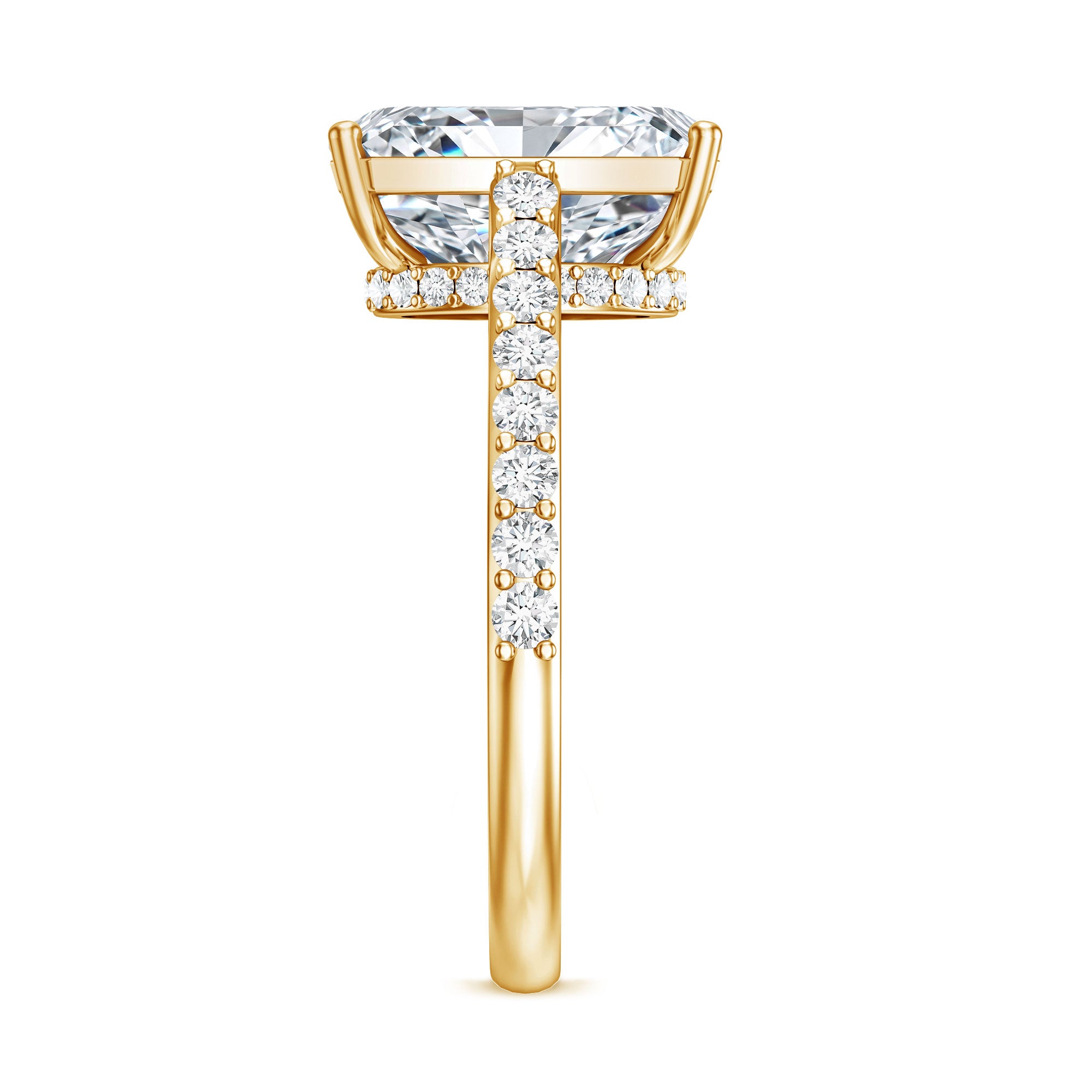 Rosec Jewels-IGI Certified 4 Carat Emerald Cut Lab Grown Diamond Engagement Ring with Hidden Halo