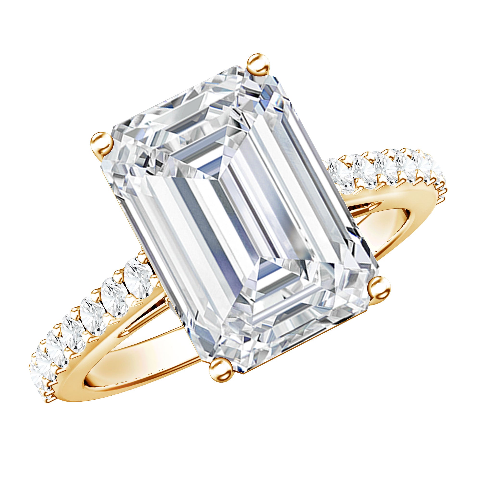 Rosec Jewels-Emerald Cut 5 Carat Lab Grown Diamond Solitaire Engagement Ring IGI Certified