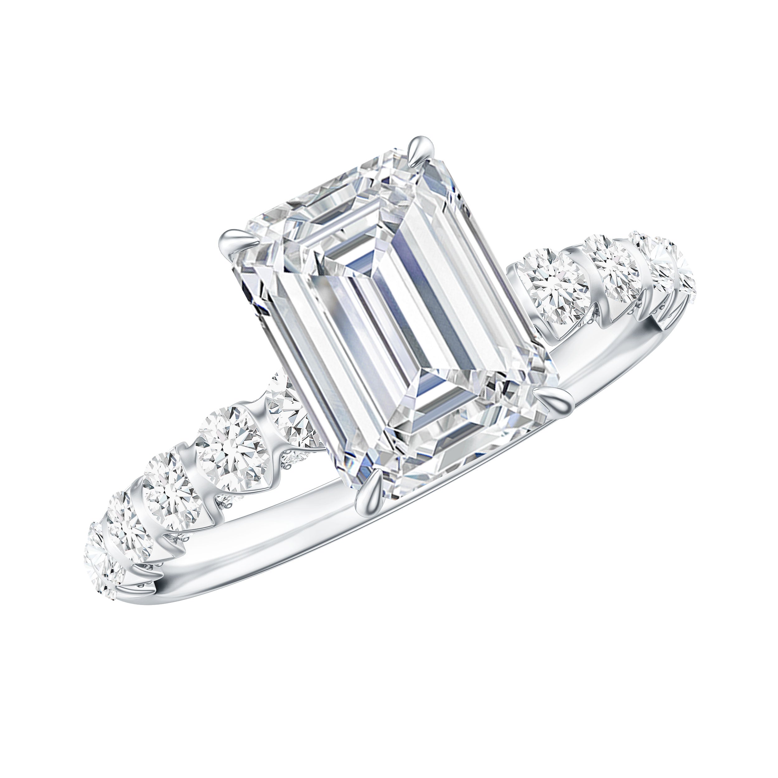 IGI Certified Lab Grown Diamond 2 Carat Emerald Cut Engagement Ring Lab - ( EF-VS ) - Rosec Jewels