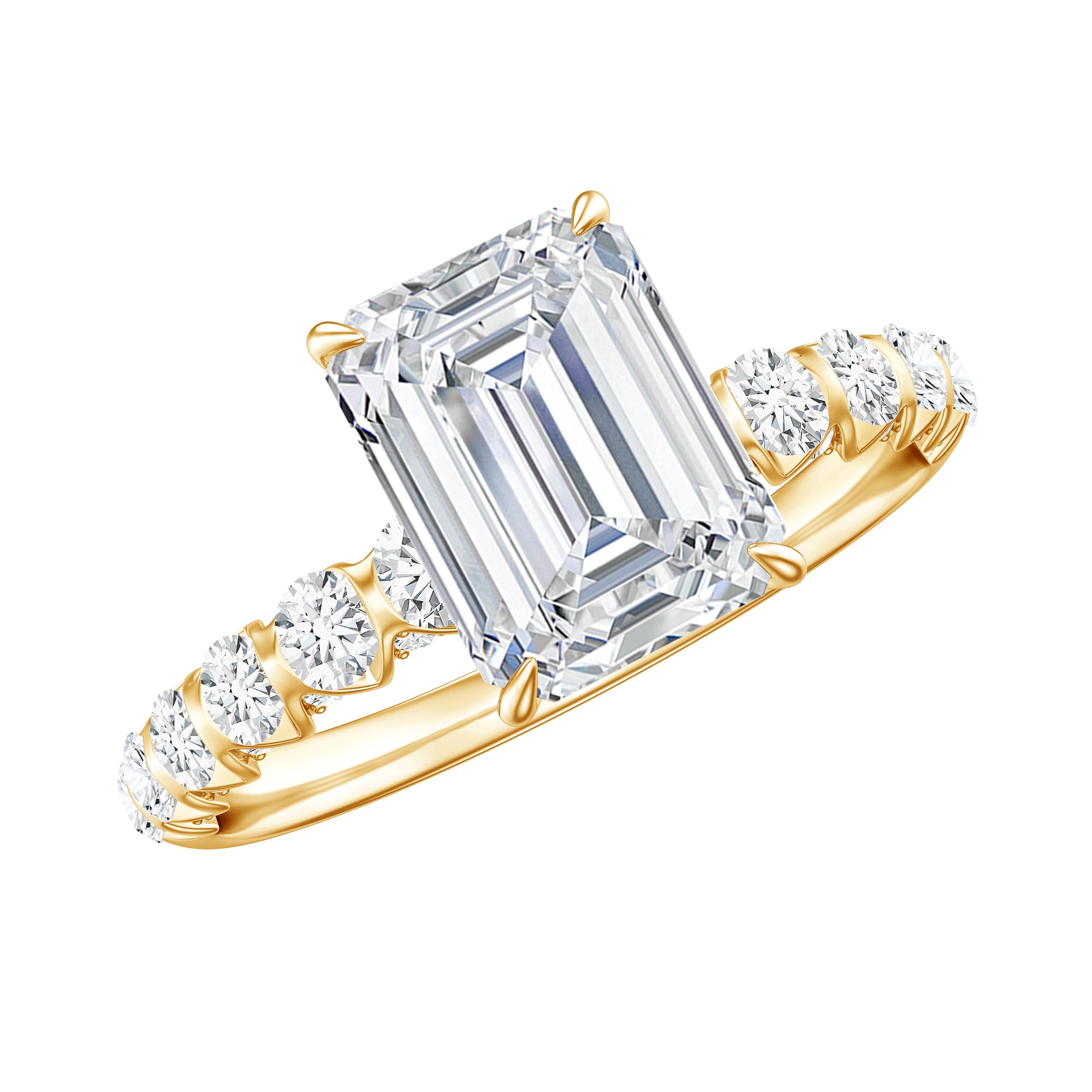 IGI Certified Lab Grown Diamond 2 Carat Emerald Cut Engagement Ring Lab - ( EF-VS ) - Rosec Jewels