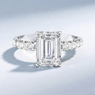 IGI Certified 3 Carat Emerald Cut Lab Grown Diamond Engagement Ring with Side Stones Lab - ( E-VS1 ) - Rosec Jewels
