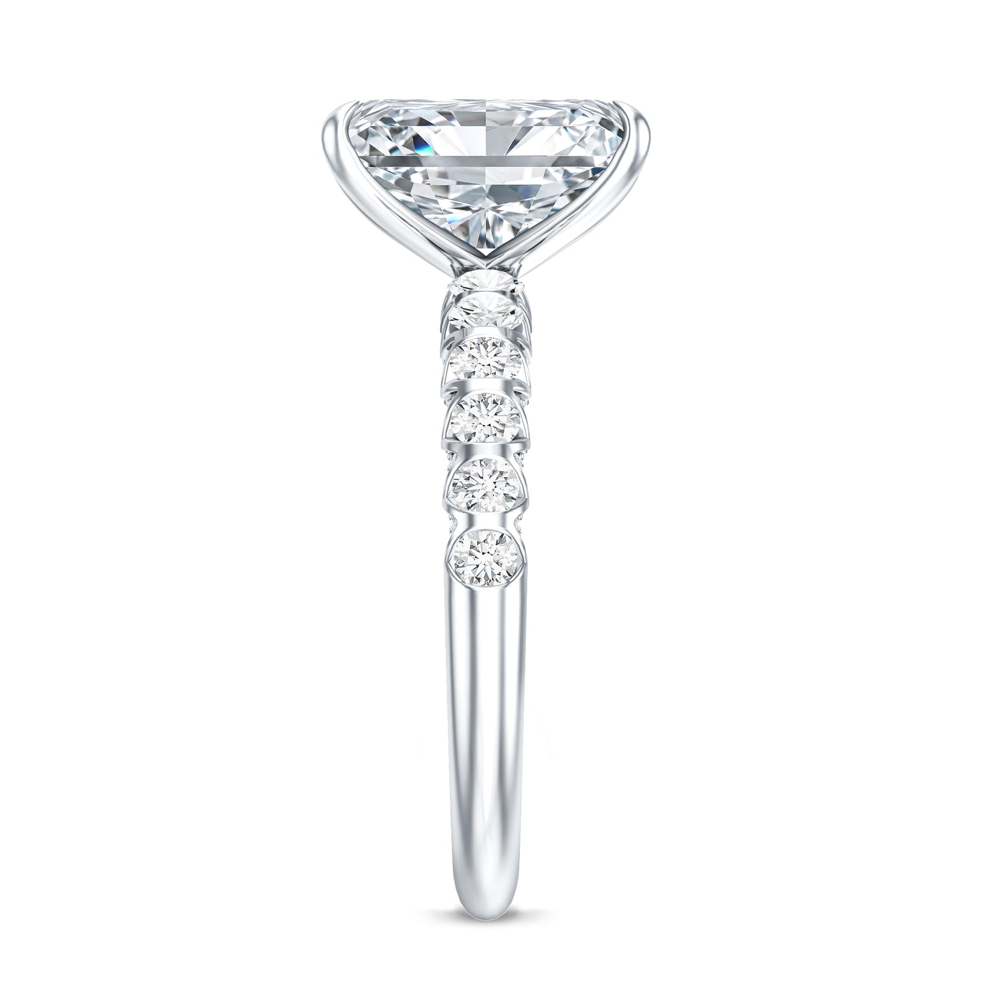 Rosec Jewels-IGI Certified 3 Carat Emerald Cut Lab Grown Diamond Engagement Ring with Side Stones