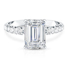 Rosec Jewels-IGI Certified 3 Carat Emerald Cut Lab Grown Diamond Engagement Ring with Side Stones