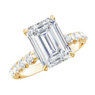 Rosec Jewels-IGI Certified 3 Carat Emerald Cut Lab Grown Diamond Engagement Ring with Side Stones