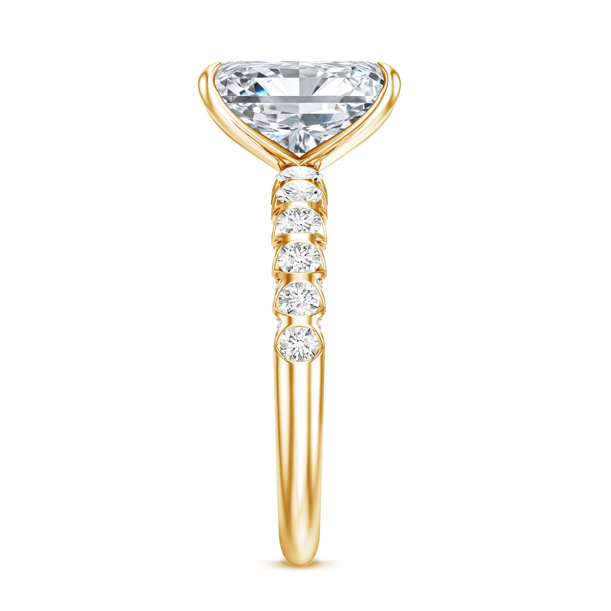 Rosec Jewels-IGI Certified 3 Carat Emerald Cut Lab Grown Diamond Engagement Ring with Side Stones