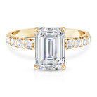 Rosec Jewels-IGI Certified 3 Carat Emerald Cut Lab Grown Diamond Engagement Ring with Side Stones