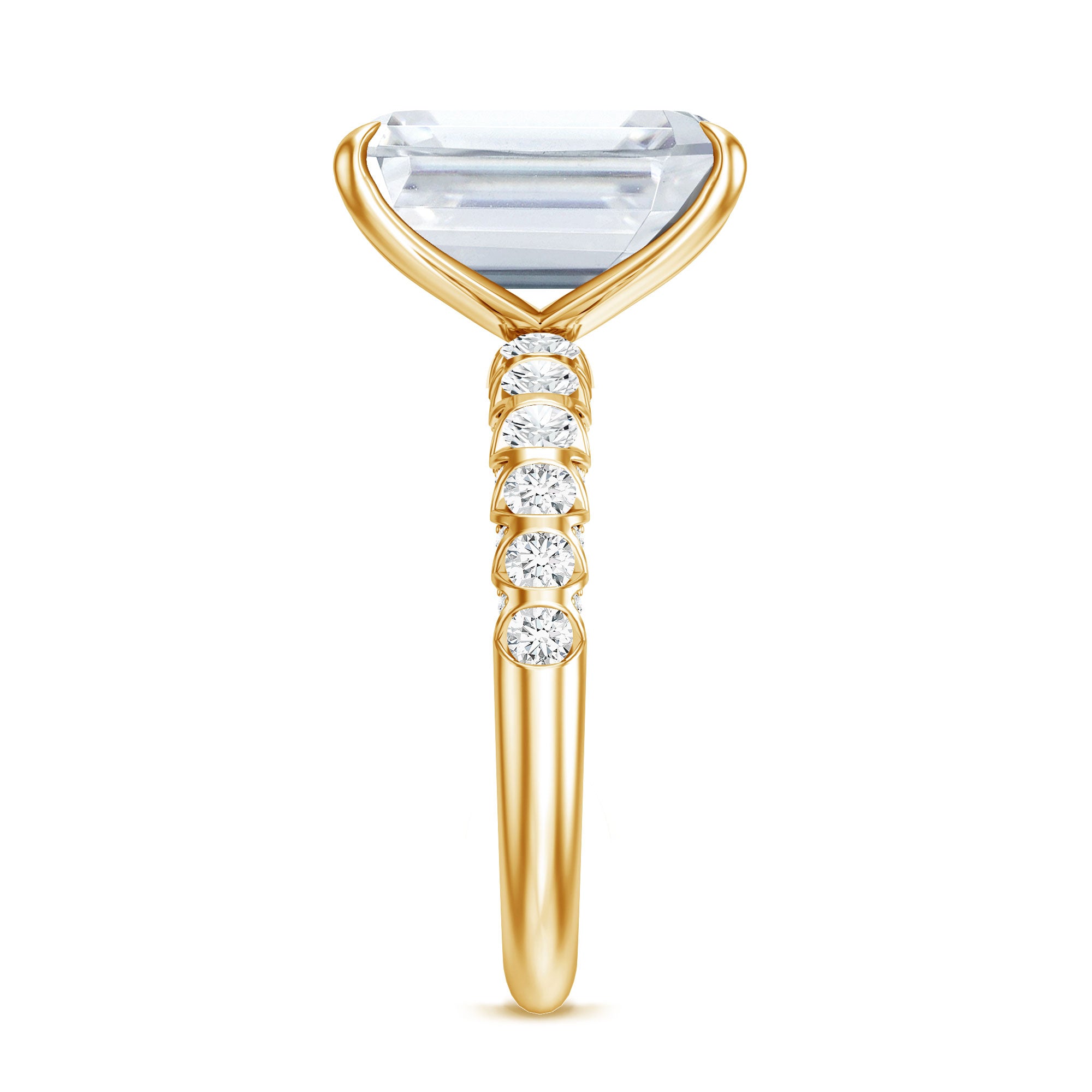 Huge 5 Carat Lab Grown Diamond Emerald Cut Engagement Ring IGI Certificate Lab - ( E-VS1 ) - Rosec Jewels