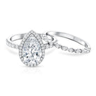 IGI Certified 3 Carat Lab Grown Diamond Teardrop Wedding Ring Set with Halo Lab - ( E-VS1 ) - Rosec Jewels