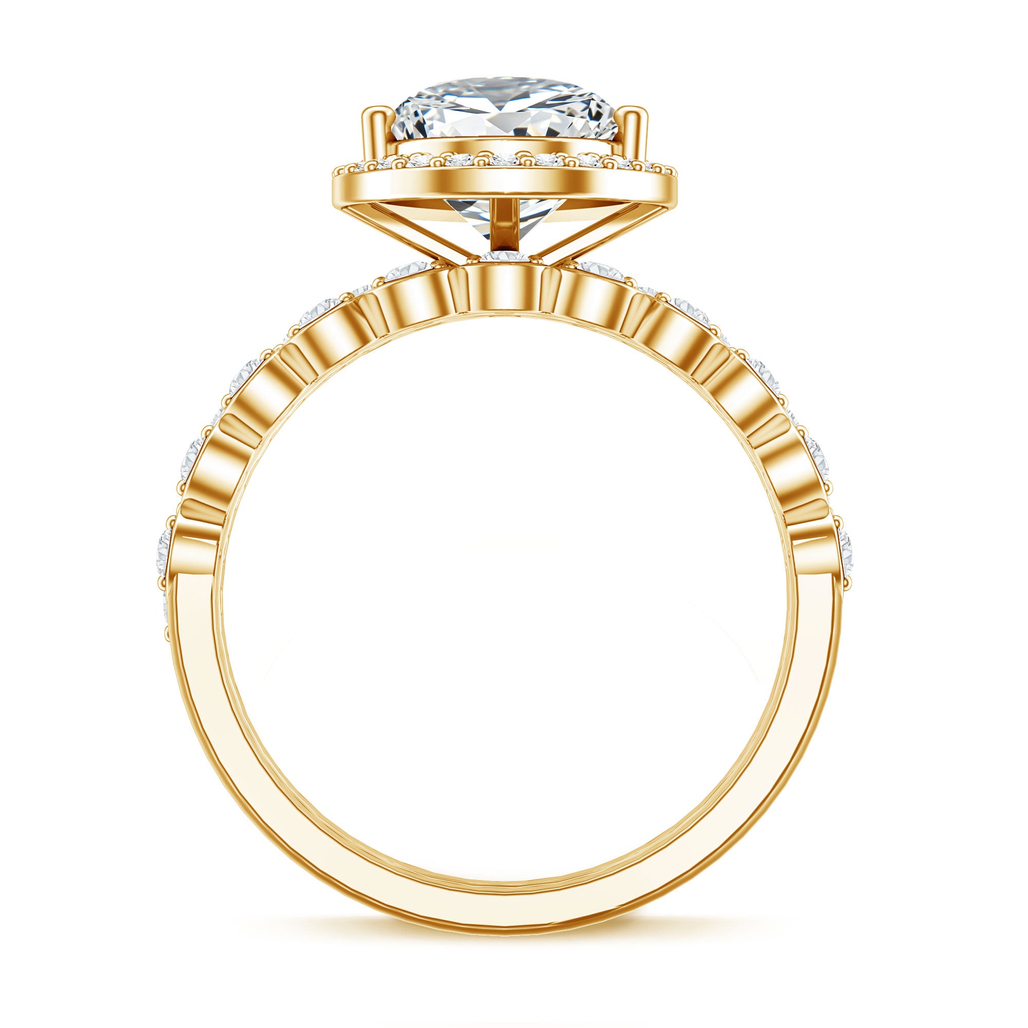 IGI Certified 3 Carat Lab Grown Diamond Teardrop Wedding Ring Set with Halo Lab - ( E-VS1 ) - Rosec Jewels