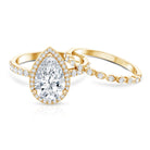 IGI Certified 3 Carat Lab Grown Diamond Teardrop Wedding Ring Set with Halo Lab - ( E-VS1 ) - Rosec Jewels