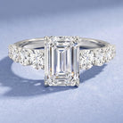 3 Carat IGI Certified Emerald Cut Lab Grown Diamond Engagement Ring with Side Stones Lab - ( E-VS1 ) - Rosec Jewels